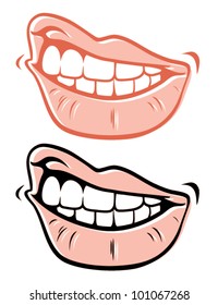 Mouth with curled upper lip - vector illustration