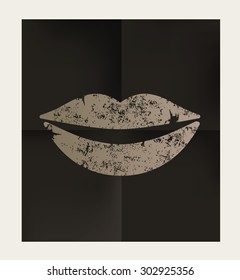 Mouth design on black background,vector