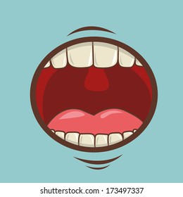 diseño de boca sobre ilustración vectorial de fondo azul