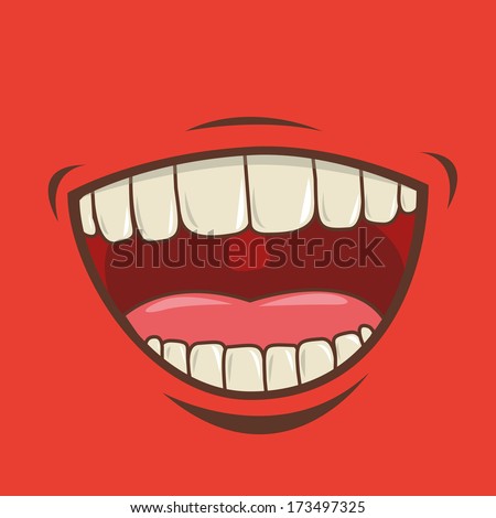 mouth design over red  background vector illustration