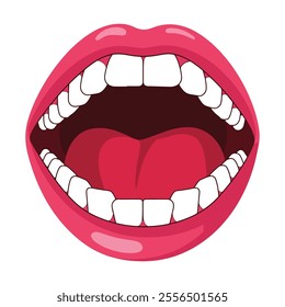 Mouth disease icon cartoon vector. Sore throat with uvula irritation. Medical symbol for cough and pain treatment.