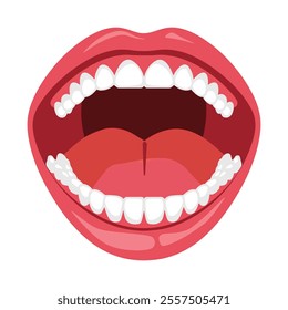 Mouth disease icon cartoon vector. Sore throat with uvula irritation. Medical symbol for cough and pain treatment.