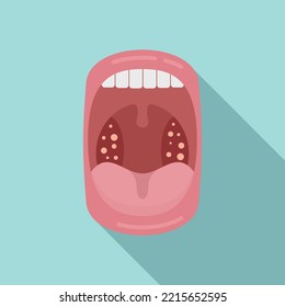 Icono de la enfermedad de la boca vector plano. Anatomía bacteriana. Ent inflamación