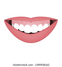 Mouth with a distal bite and high smile line or gummy smile before the orthotropics or orthotropics treatment. Vector illustration