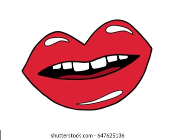 Mouth Doodle Cartoon Drawing Smiling Red Stock Vector (Royalty Free ...