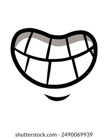 mouth emoji, tasty emoji, toothless, vector cartoon line style, mouth icon. Damaged teeth,