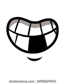 mouth emoji, tasty emoji, toothless, vector cartoon line style, mouth icon. Damaged teeth,