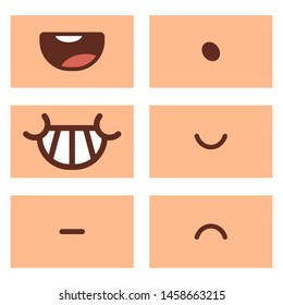 Mouth emotion card vector cartoon set isolated on a white background.