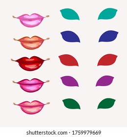 mouth and eyes for girls vector