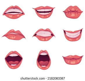 Mouth Facial Lips Different Emotions Animations Stock Vector (Royalty ...