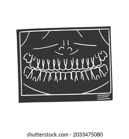 Mouth Front X Ray Icon Silhouette Illustration. Dental Vector Graphic Pictogram Symbol Clip Art. Doodle Sketch Black Sign.