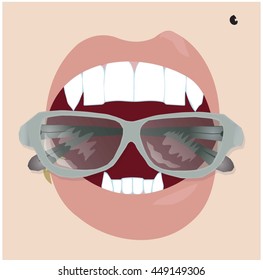 mouth with glasses