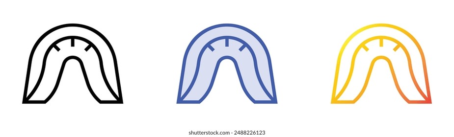 icono de protector bucal. Diseño de estilo de relleno lineal, azul y degradado aislado sobre fondo blanco