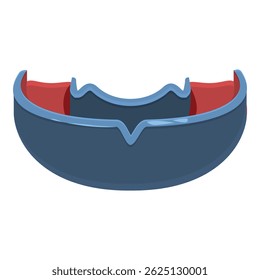 Protetor de boca protegendo os dentes de lesões durante atividades esportivas, ícone de equipamento de segurança em estilo cartoon