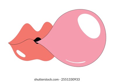 mouth gum candy bubble icon isolated