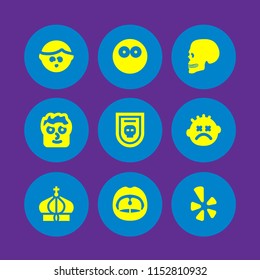 mouth icon. 9 mouth set with skull, dazed, stunned and silent vector icons for web and mobile app