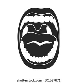 Mouth icon in black style isolated on white background. Organs symbol stock vector illustration.