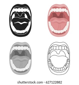 Mouth icon in cartoon style isolated on white background. Organs symbol stock vector illustration.