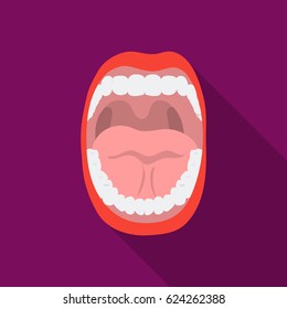 Mouth icon in flat style isolated on white background. Organs symbol stock vector illustration.