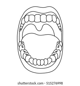 Mouth icon in outline style isolated on white background. Organs symbol stock vector illustration.