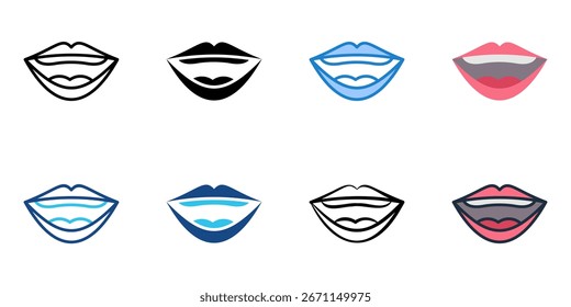 Mouth icon set multiple style collection 
