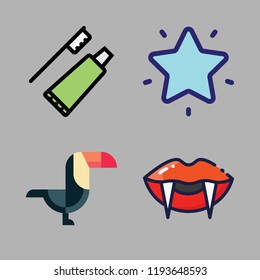 mouth icon set. vector set about favorites, vampire, toucan and toothbrush icons set.