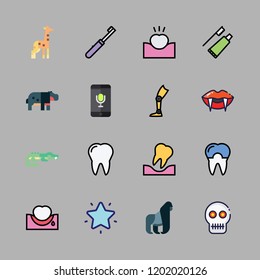 mouth icon set. vector set about gorilla, voice recognition, favorites and prothesis icons set.
