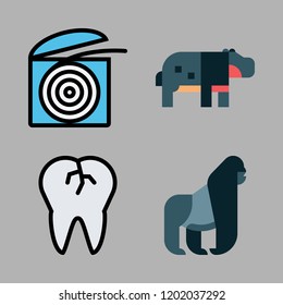 mouth icon set. vector set about dental floss, hippopotamus, gorilla and broken tooth icons set.