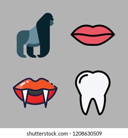mouth icon set. vector set about gorilla, tooth, vampire and lips icons set.