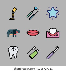 mouth icon set. vector set about tooth, favorites, broken tooth and toothbrush icons set.