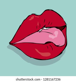mouth icon, with a shadow. hand-drawn. vector