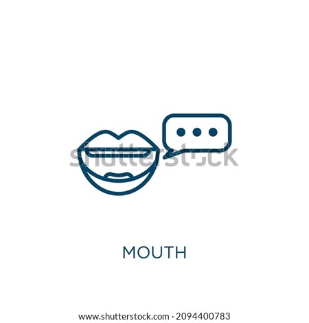 mouth icon. Thin linear mouth outline icon isolated on white background. Line vector mouth sign, symbol for web and mobile