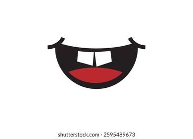 Mouth icon with a wide smile and two crooked teeth