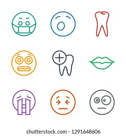 mouth icons. Trendy 9 mouth icons. Contain icons such as surprised emot, upset emot, crying emoji, love, dental care, shocked emoji, tooth, yawn emot. mouth icon for web and mobile. mouth icons. Trendy 9 mouth icons. Contain icons such as surprised emot, upset emot, crying emoji, love, dental care, shocked emoji, tooth, yawn emot. mouth icon for web and mobile.