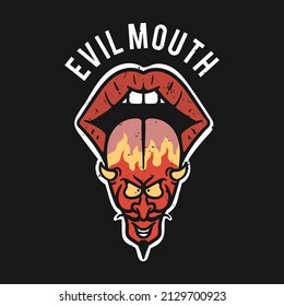 mouth illustration with devil's tongue sticking out