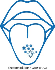 Mouth infection icon, mouth disease icon blue vector 