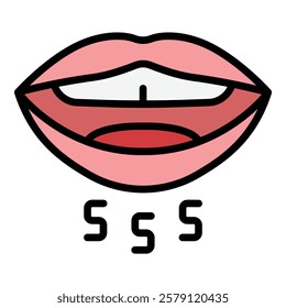 Mouth letters icon outline vector. Speech therapy. Speaking letter color flat