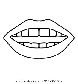 mouth line vector illustration,isolated on white background,top view