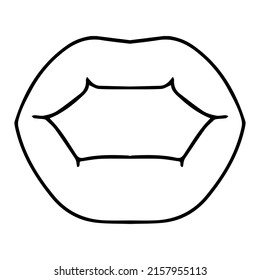 mouth line vector illustration,isolated on white background,top view