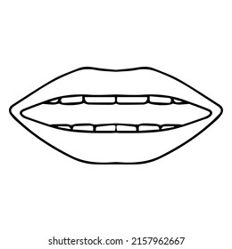 mouth line vector illustration,isolated on white background,top view
