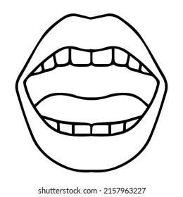 mouth line vector illustration,isolated on white background,top view