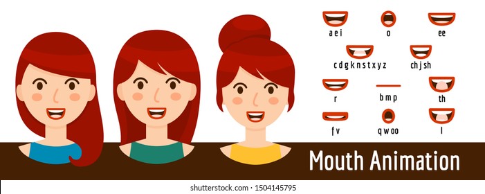 Mouth Lip Sync set with three hair styles