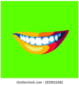 ilustración de vector de boca, labio y dientes con diseño de color