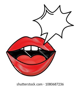 Female Lips Speech Bubble Pop Art Stock Vector (Royalty Free) 1080762059