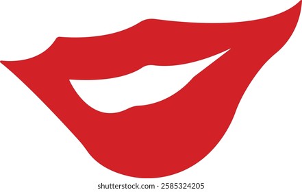 Mouth lips icon in flat vector for apps or website woman girl lips shape design kissing Beauty concept. Trendy style isolated on transparent background Concept of sexy and beautiful lips
