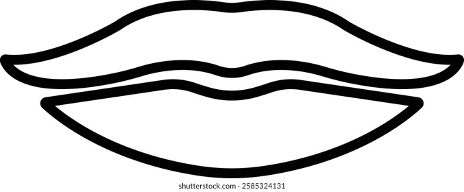 Mouth lips icon in line vector for apps or website woman girl lips shape design kissing Beauty concept. Trendy style isolated on transparent background Concept of sexy and beautiful lips