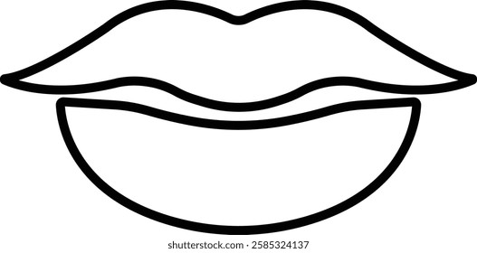 Mouth lips icon in line vector for apps or website woman girl lips shape design kissing Beauty concept. Trendy style isolated on transparent background Concept of sexy and beautiful lips