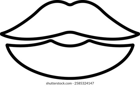 Mouth lips icon in line vector for apps or website woman girl lips shape design kissing Beauty concept. Trendy style isolated on transparent background Concept of sexy and beautiful lips