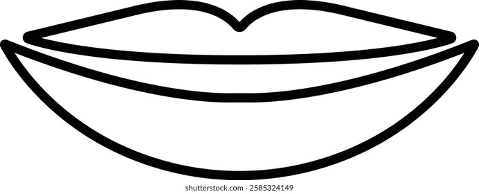 Mouth lips icon in line vector for apps or website woman girl lips shape design kissing Beauty concept. Trendy style isolated on transparent background Concept of sexy and beautiful lips