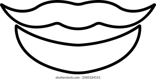 Mouth lips icon in line vector for apps or website woman girl lips shape design kissing Beauty concept. Trendy style isolated on transparent background Concept of sexy and beautiful lips